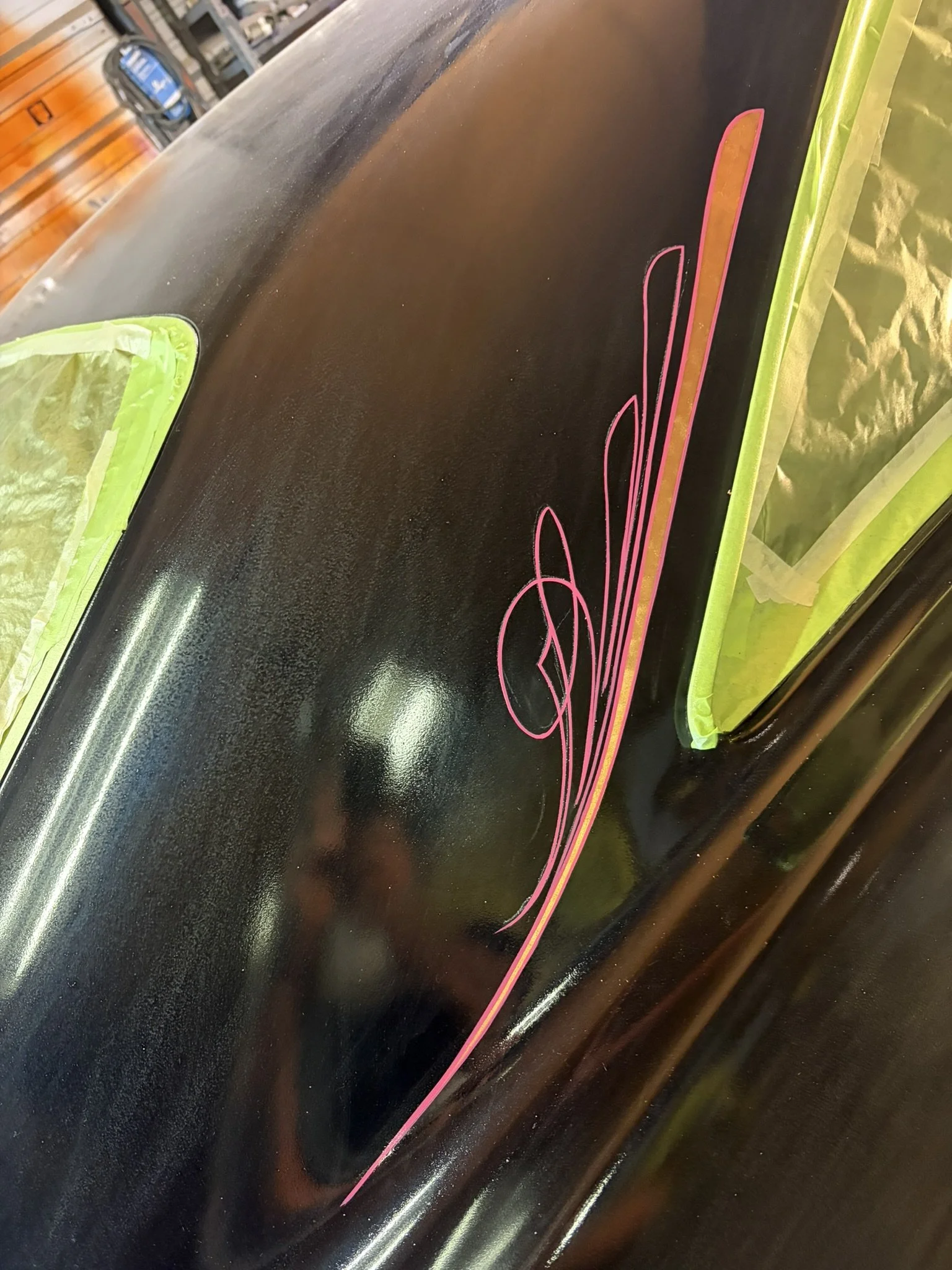 Copper leaf and magenta with copper leaf on the back roof corner by Matt Beckner