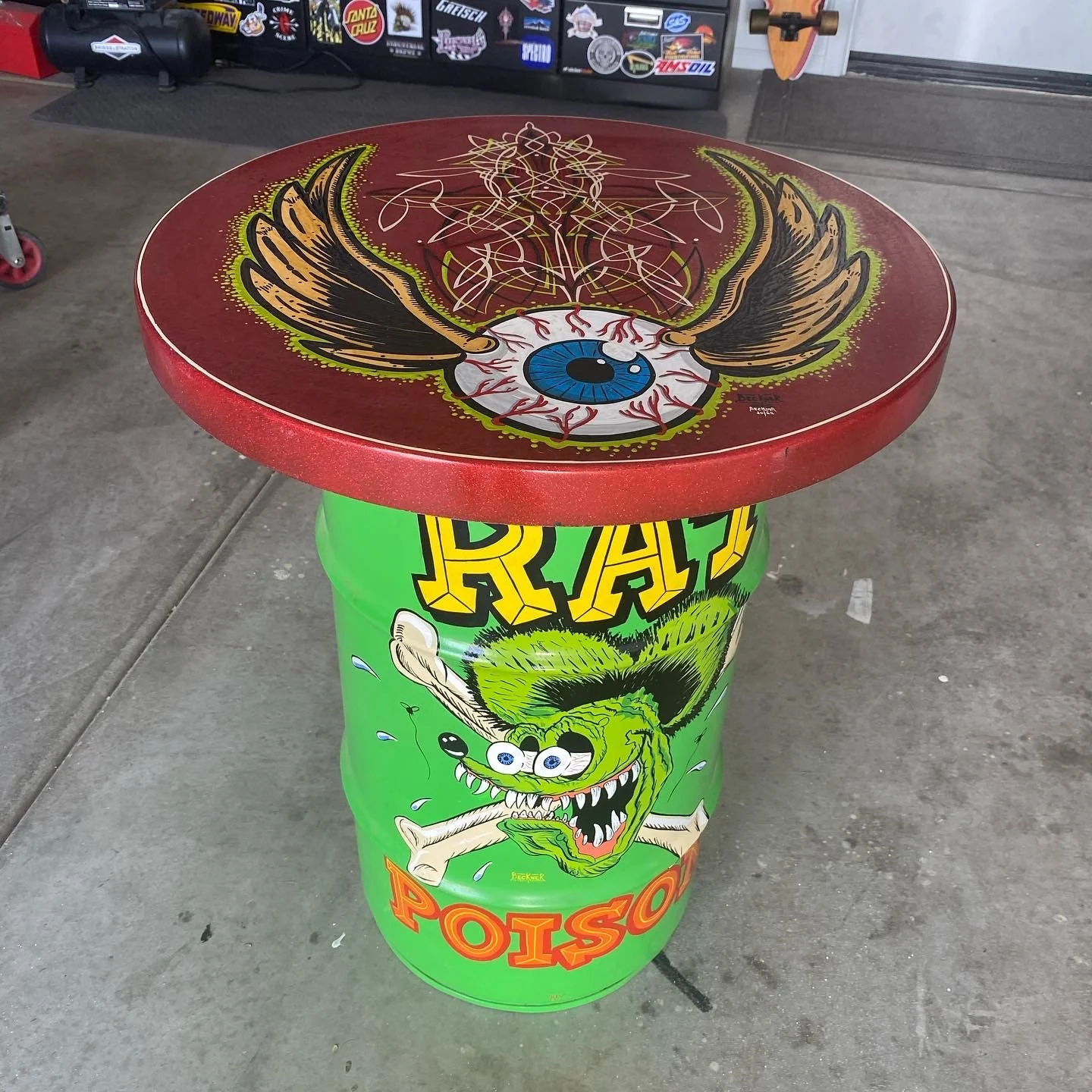 Von Dutch & Ed "Big Daddy" Roth tribute cocktail table. Hand made &  pinstriped by Matt Beckner.