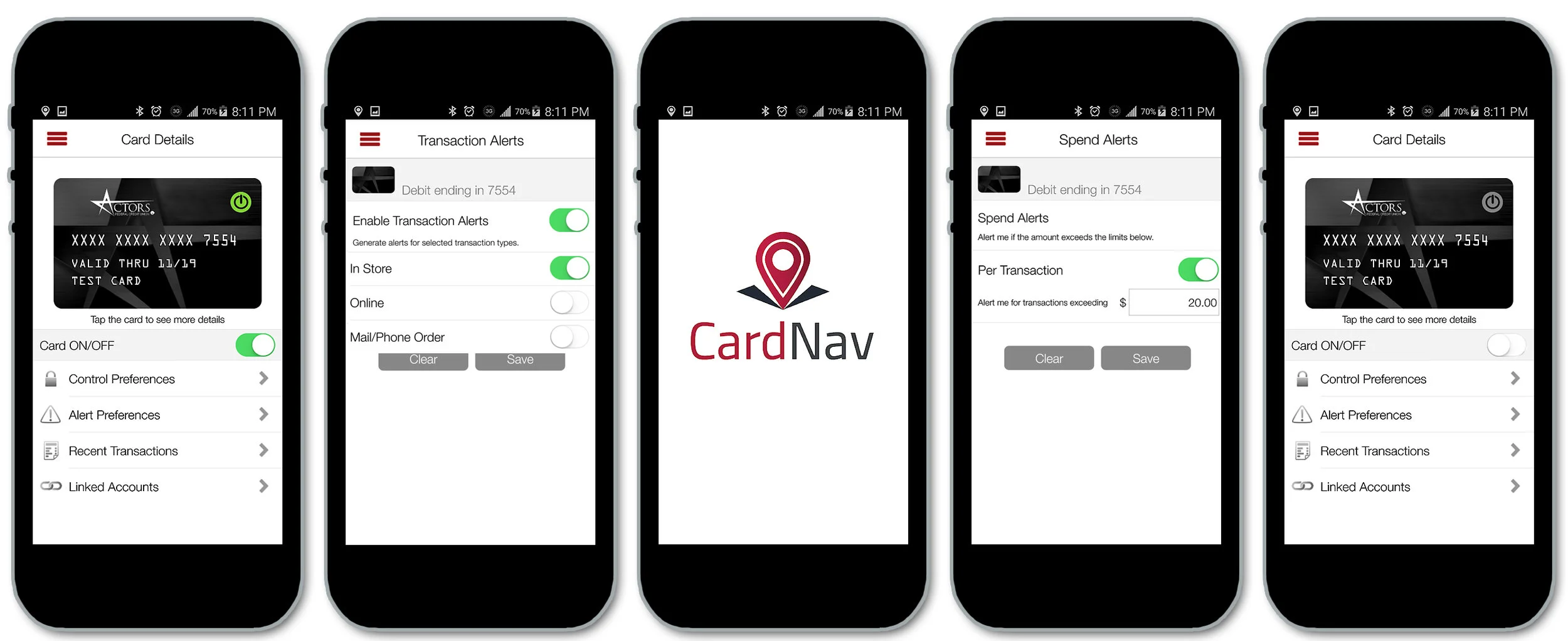 CARDNAV Screens