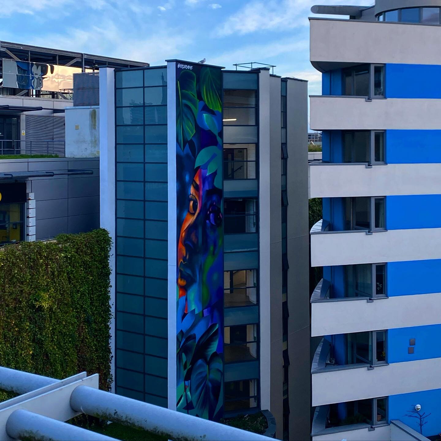 Loved this project for Canons Yard with @society_studios Managed to get this tall wall completed despite gale force winds, torrential rain, violent hail and a very broken cherry picker last month down by the harbourside in Bristol. Thanks to @c_warlo