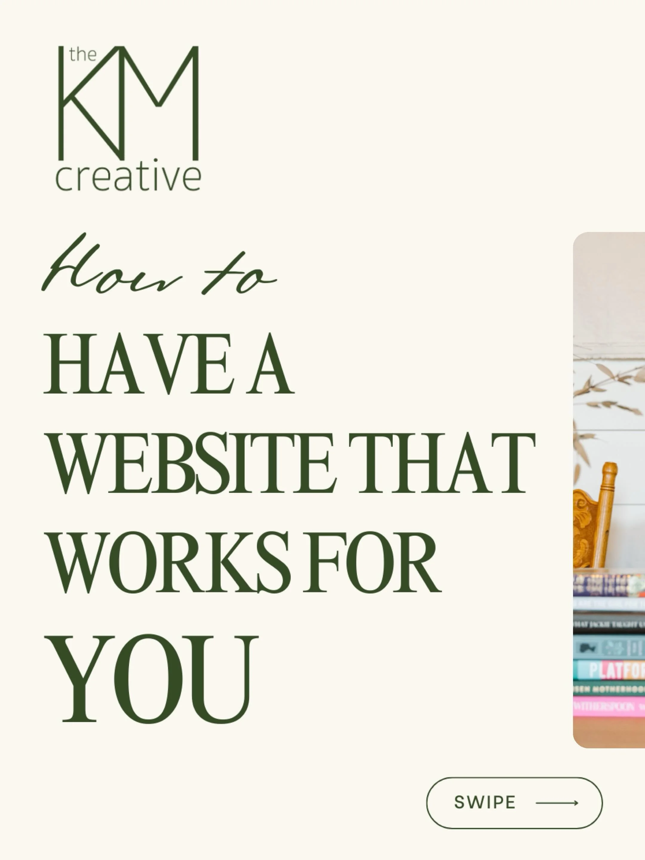 Yes, it&rsquo;s aesthetically pleasing. (Or maybe it&rsquo;s not, but it can be 🙏🏼) But is your website actually WORKING for you? 

If you&rsquo;re not sure, it&rsquo;s probably not. Let&rsquo;s chat 🌟

📧 connect@thekmcreative.com 
https://www.th
