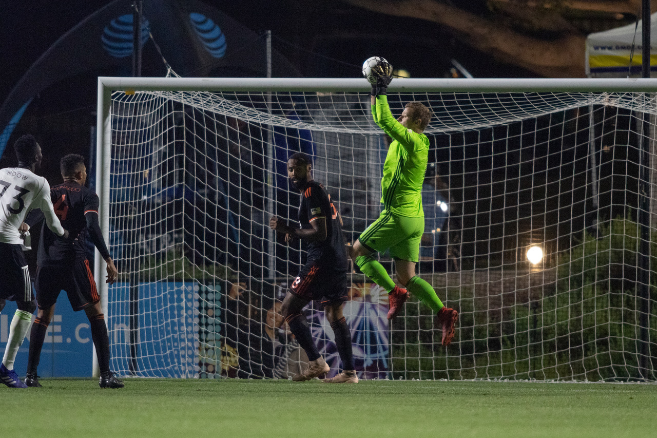 Orange County SC’s Patrick McLain easily controls the ball in their 4-0 victory over Tacoma Defiance. | Photo courtesy of Orange County SC