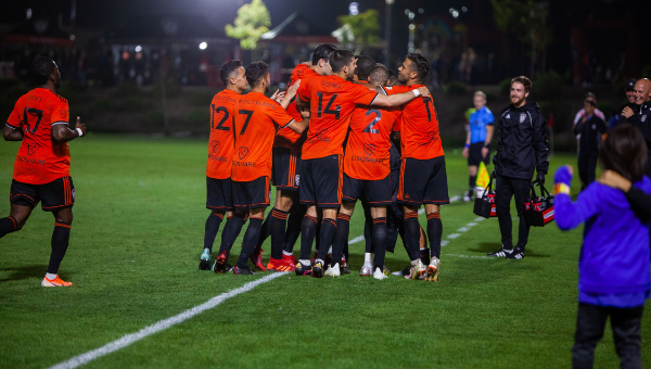 Orange County had plenty to celebrate in the first fixture between the two sides in 2019. Photo courtesy of Orange County SC/Liza Rosales.