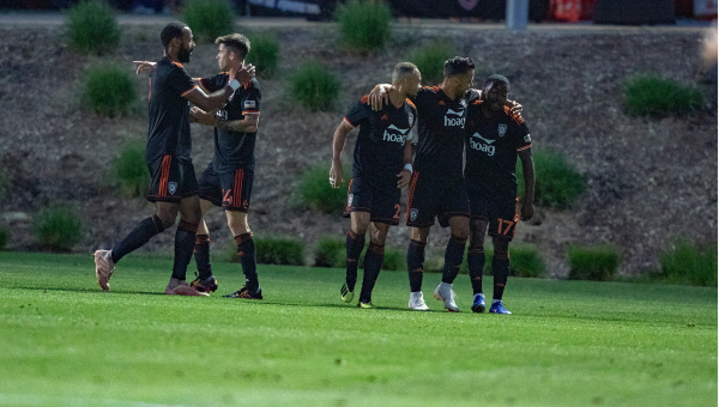 Teamwork makes the dream work, and the win in Colorado Springs was team work at its finest. Photo courtesy of Liza Rosales/Orange County SC.