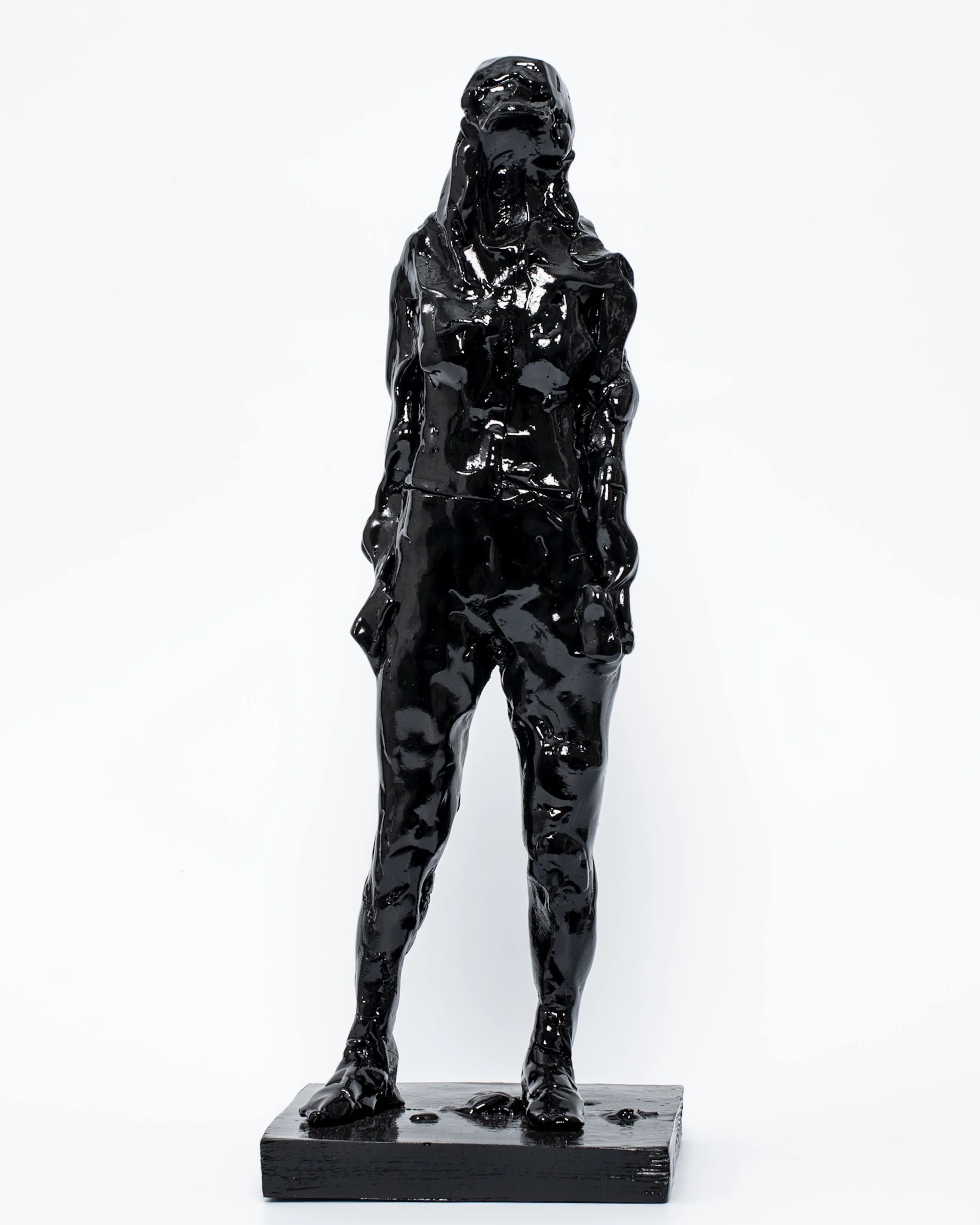 Standing girl in jeans and hoody with cap (study for a statue in splendid isolation)