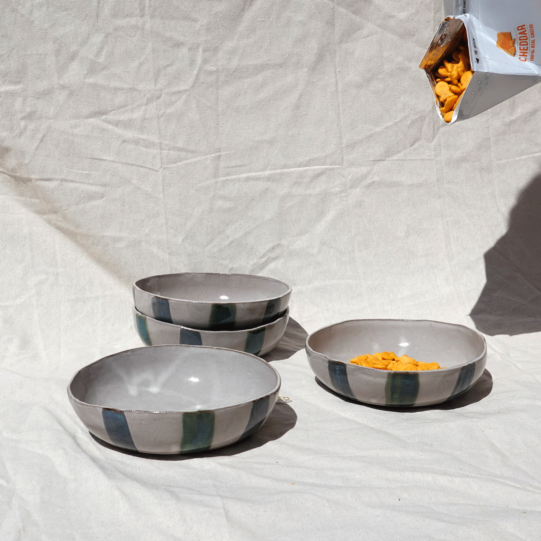 Striped Shallow Bowl