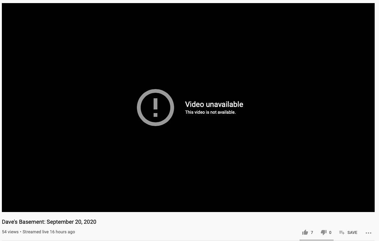 That 75 minute rant/exposé of the *real* story behind the Tylenol cyanide poisonings in the 80s was probably a mistake. We will have this fixed soon. Not a problem if you follow the AWL rule: Always Watch (Dave’s Basement) Live. UPDATE: the st