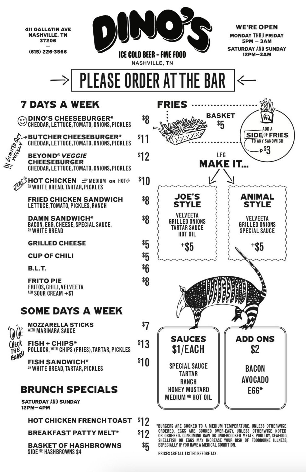 Dinos menu deals