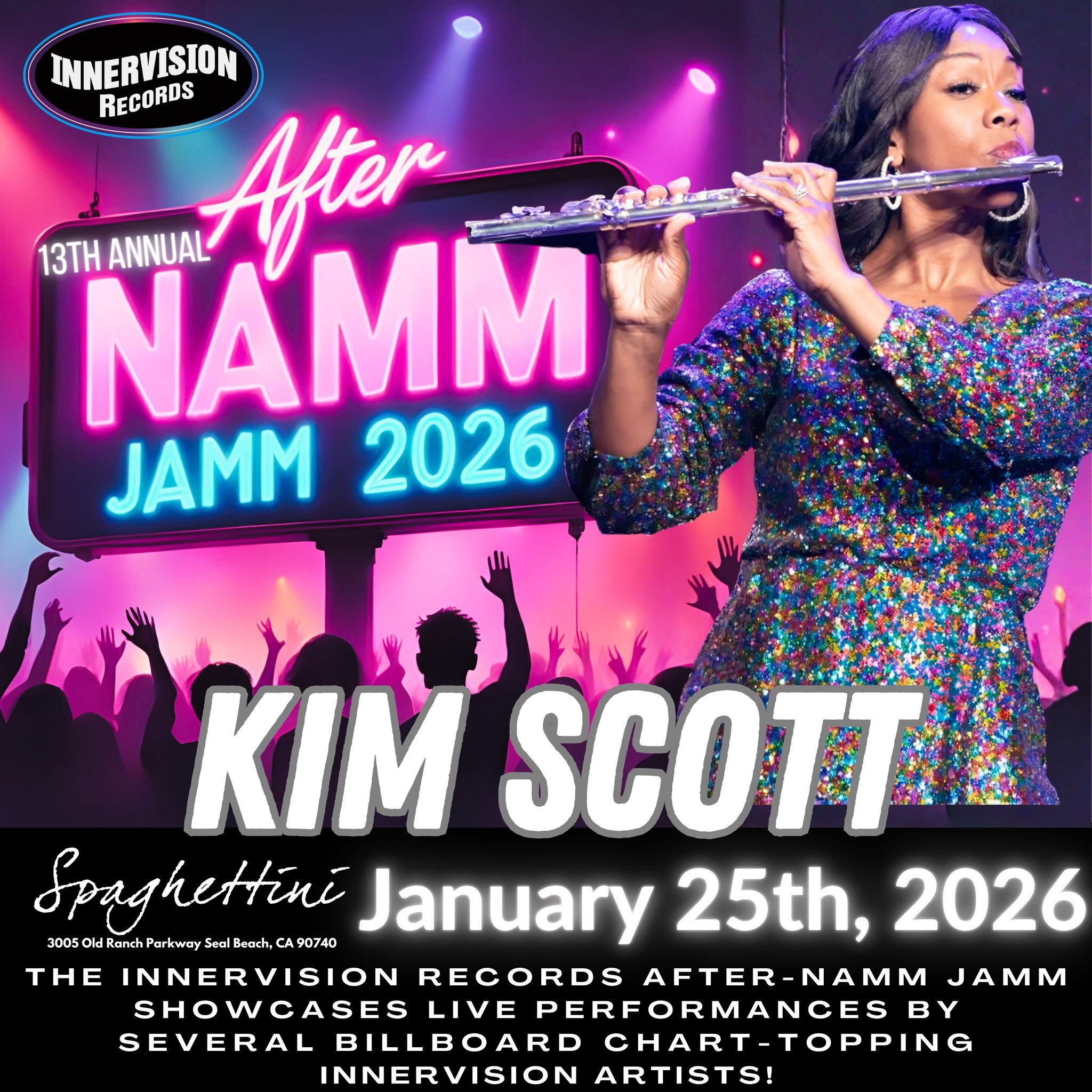 Don't miss Kim Scott at the Innervision Records After NAMM JAMM live at Spaghettini Fine Dining &amp; Entertainment  JANUARY 25TH, 2026!
BUY TIX: https://spaghettini.com/.../innervision-records13th.../
Also, if you are attending the NAMM Convention y