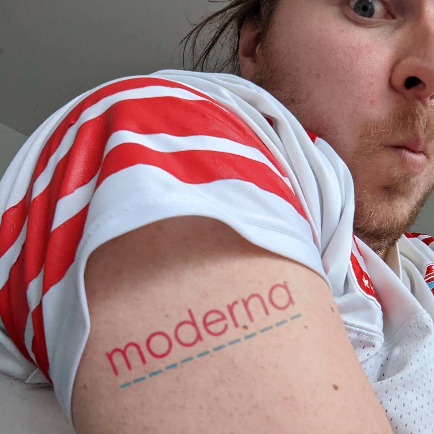 Probably should've waited until I actually got my vaccine before getting this Moderna tattoo...