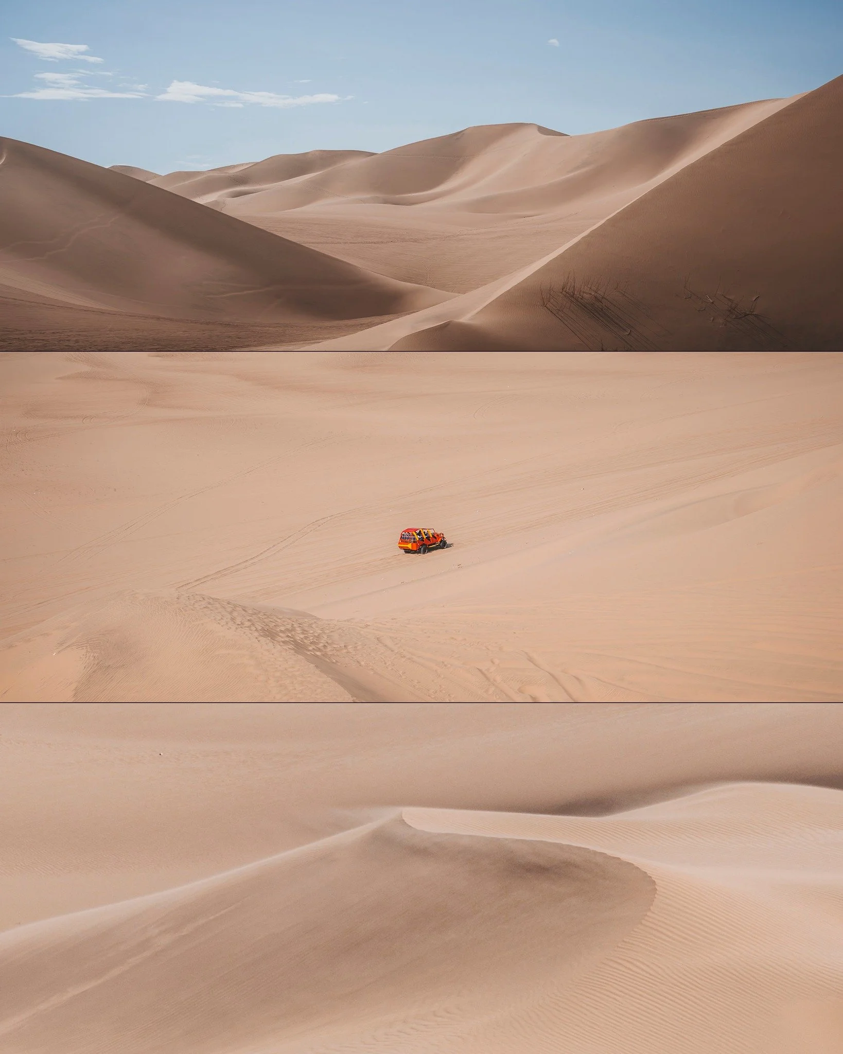 Huacachina, P&eacute;rou &copy; Yann Sasportas Images.
Une oasis naturelle situ&eacute;e pr&egrave;s d&rsquo;Ica, entour&eacute;e de hautes dunes de sable. C&rsquo;est un spot populaire pour le sandboard, les balades en buggy et admirer des couchers 