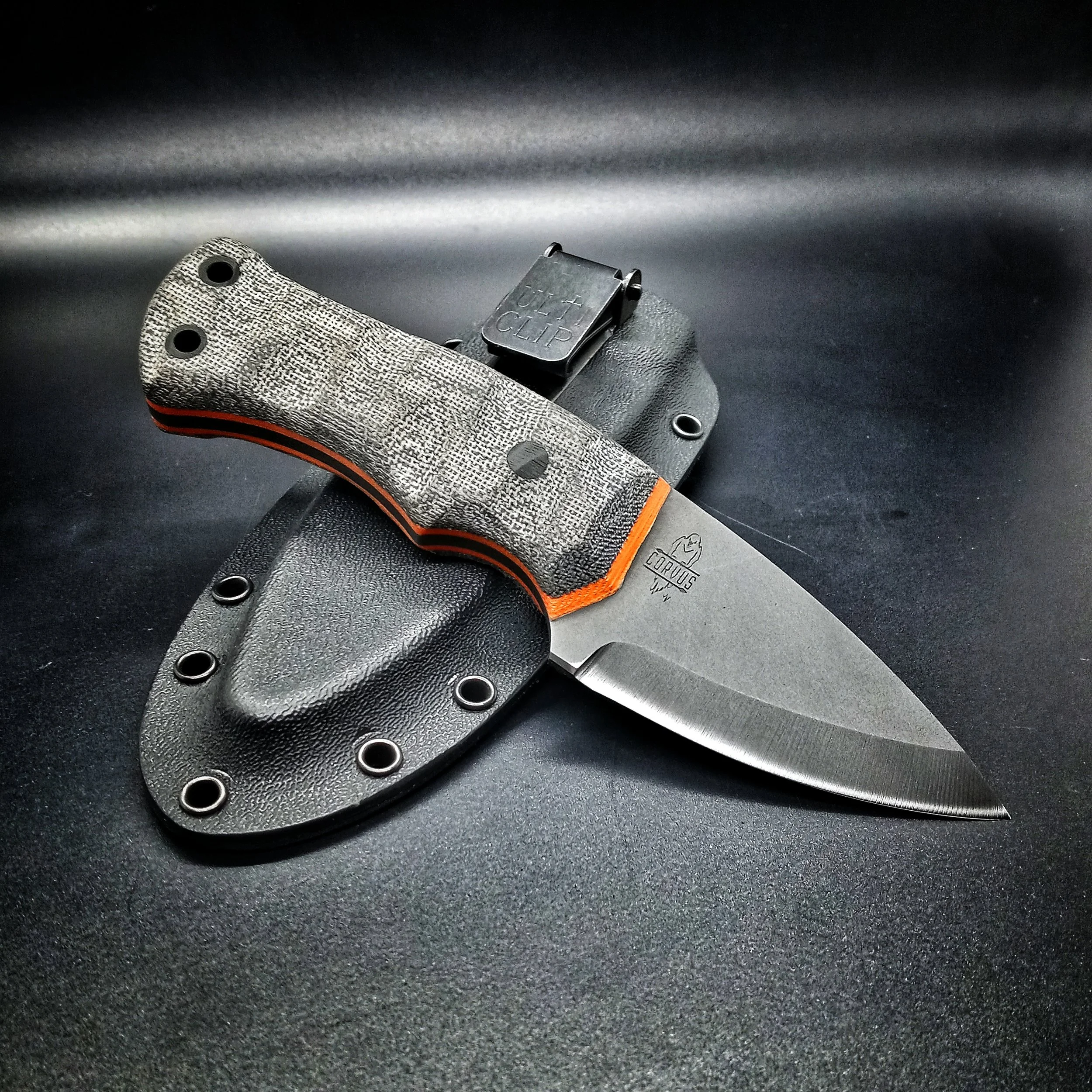 A knife resting on its sheath.