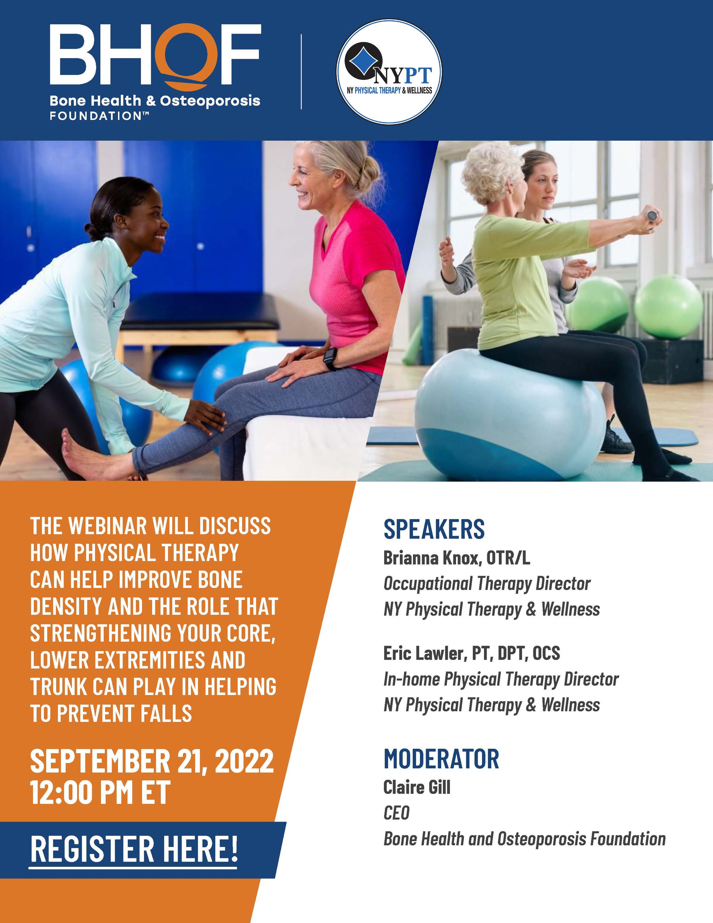 Fall Prevention inar Physical Therapy & Core Strengthening — Bone Talk