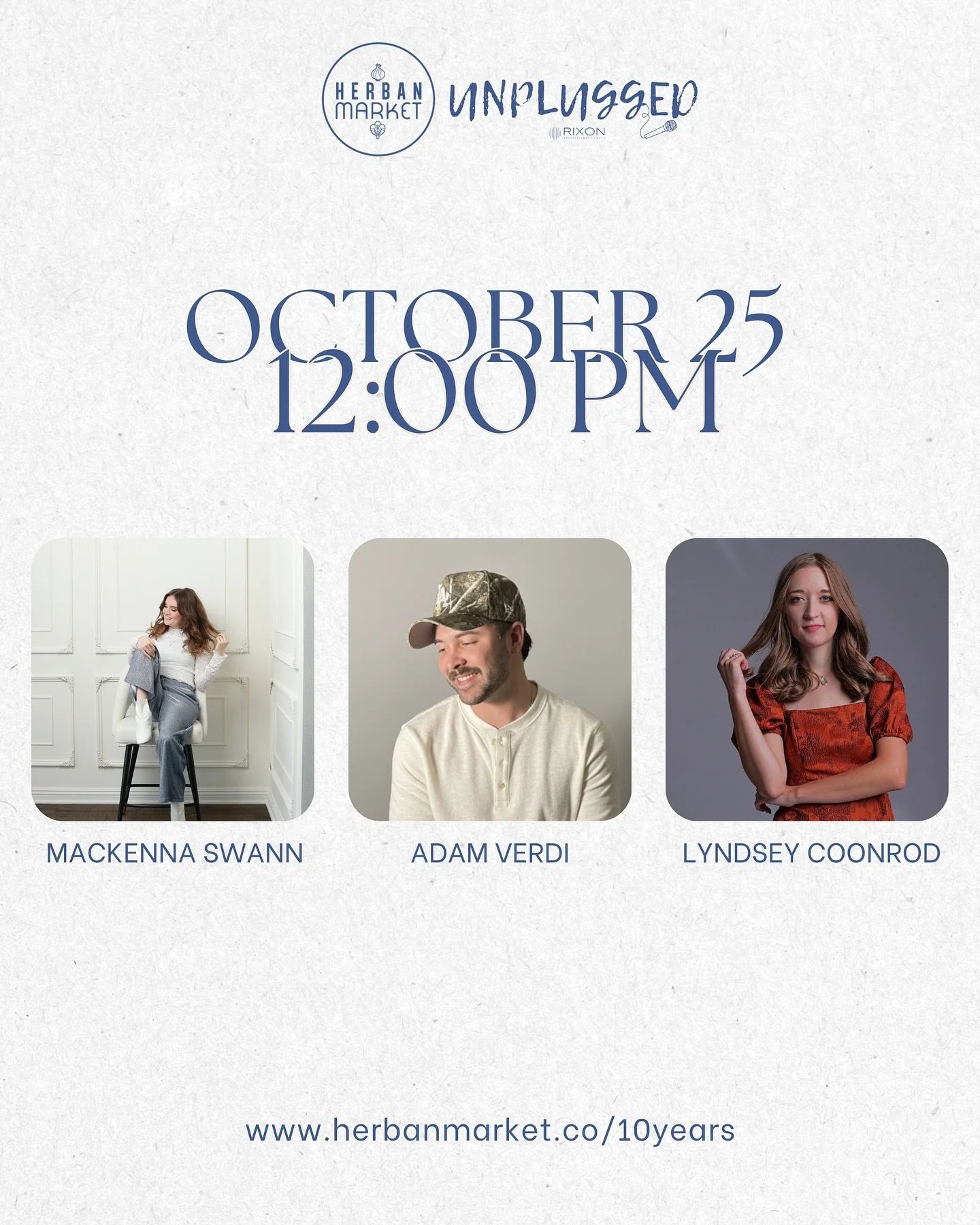 We can’t wait for our “Unplugged” Fall kickoff at Herban Market on October 25th!!! Celebrating their 10th Anniversary, Herban Market and their ministry is a huge part of our community 🙌 Since this is a special event we’ll be