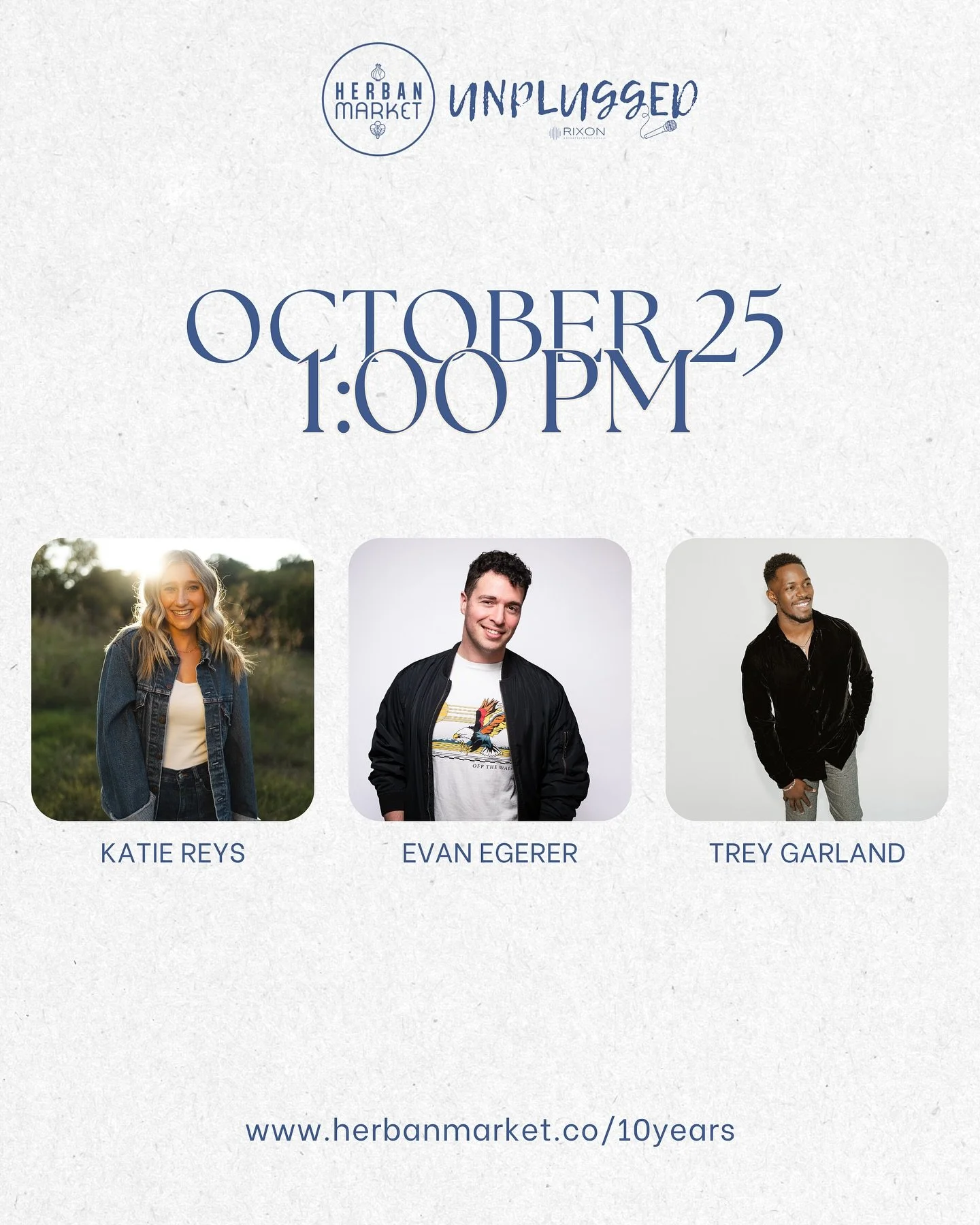 LINEUP ANNOUNCEMENT 🚨 We are so excited to present the artists for our second Writer’s Round happening at 1pm at @herbanmarket1 🙌 And, as a special surprise, our “Unplugged” alumni Evan Egerer will be hitting the stage again to ce