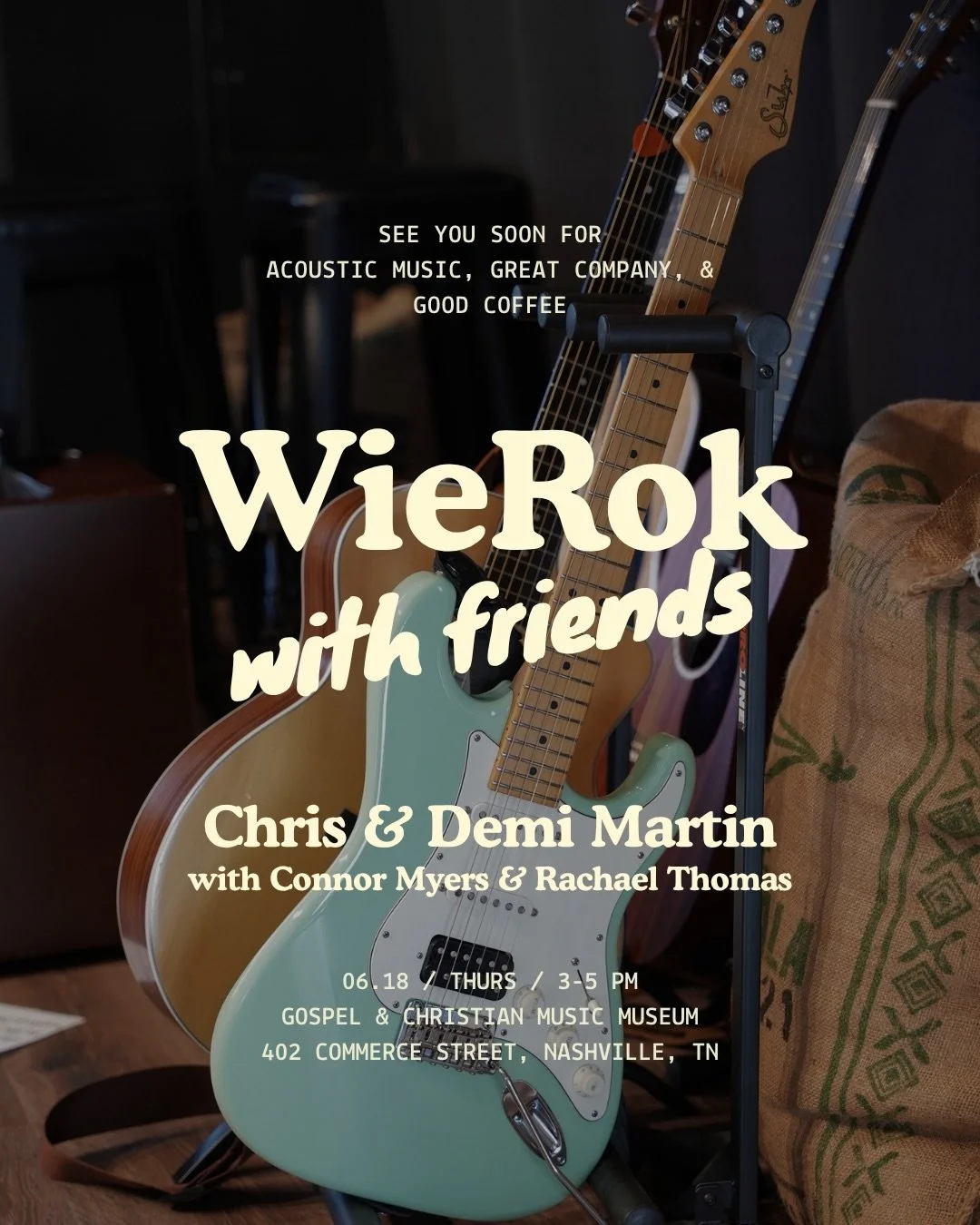 Thursday, June 18th. I&rsquo;ll be live at the Gospel and Christian Music Museum along with Rachel Thomas and Chris &amp; Demi Martin! 

I&rsquo;ve been wanting to play here for a while and I&rsquo;m grateful for @wierok_entertainment inviting me!🙏?