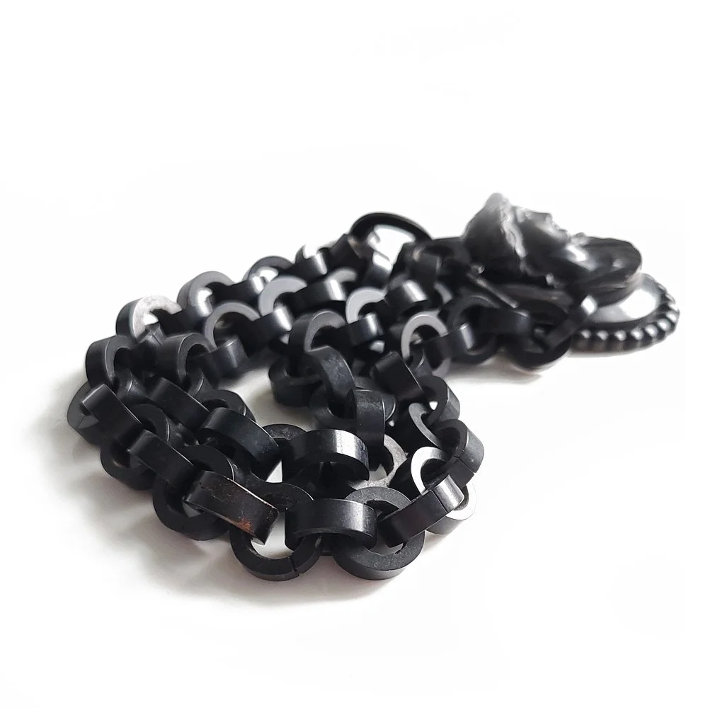 Victorian Vulcanite Rollo Chain with Large Relief Pendant