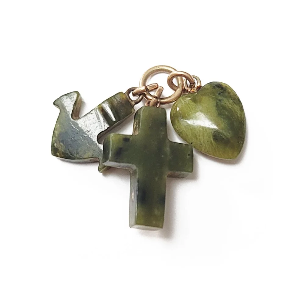 Victorian Connemara Marble 'Faith Hope & Charity' Pendant