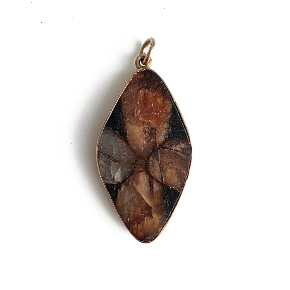 Victorian Chiastolite 'Four Leaf Clover' Pendant