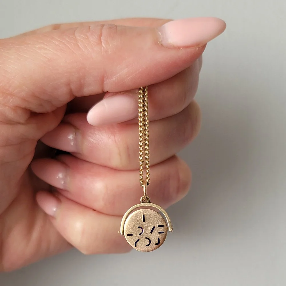 Vintage Enamelled 'I Love You' Spinner Pendant