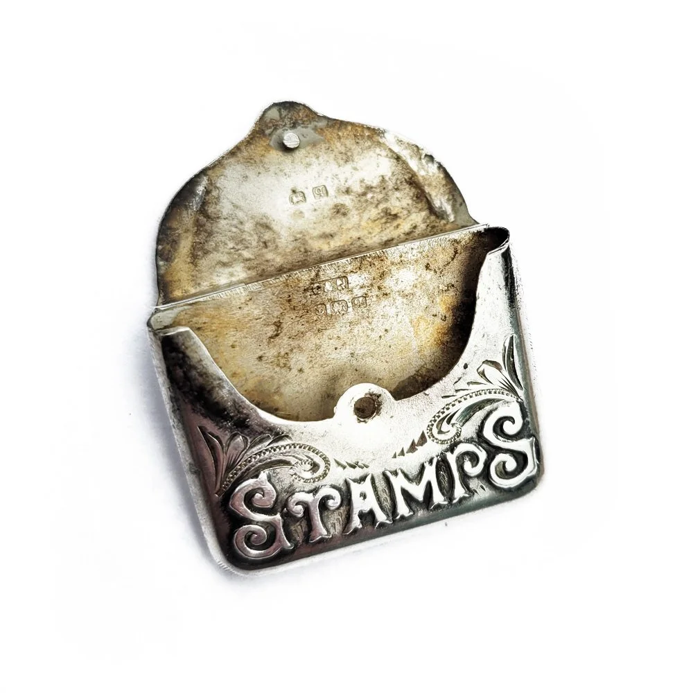 Edwardian Silver 'Stamps' Envelope Pendant