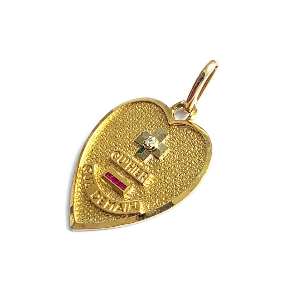 Vintage 18ct Gold A. Augis Heart Shaped 'Medaille d'Amour'