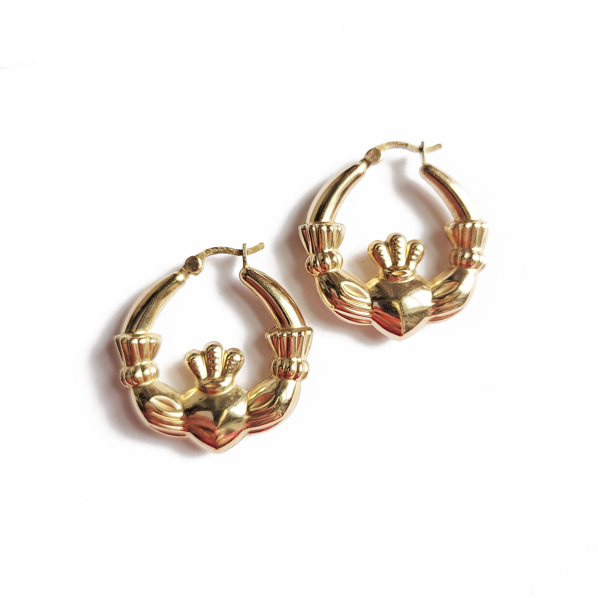 Puffy Claddagh Hoops