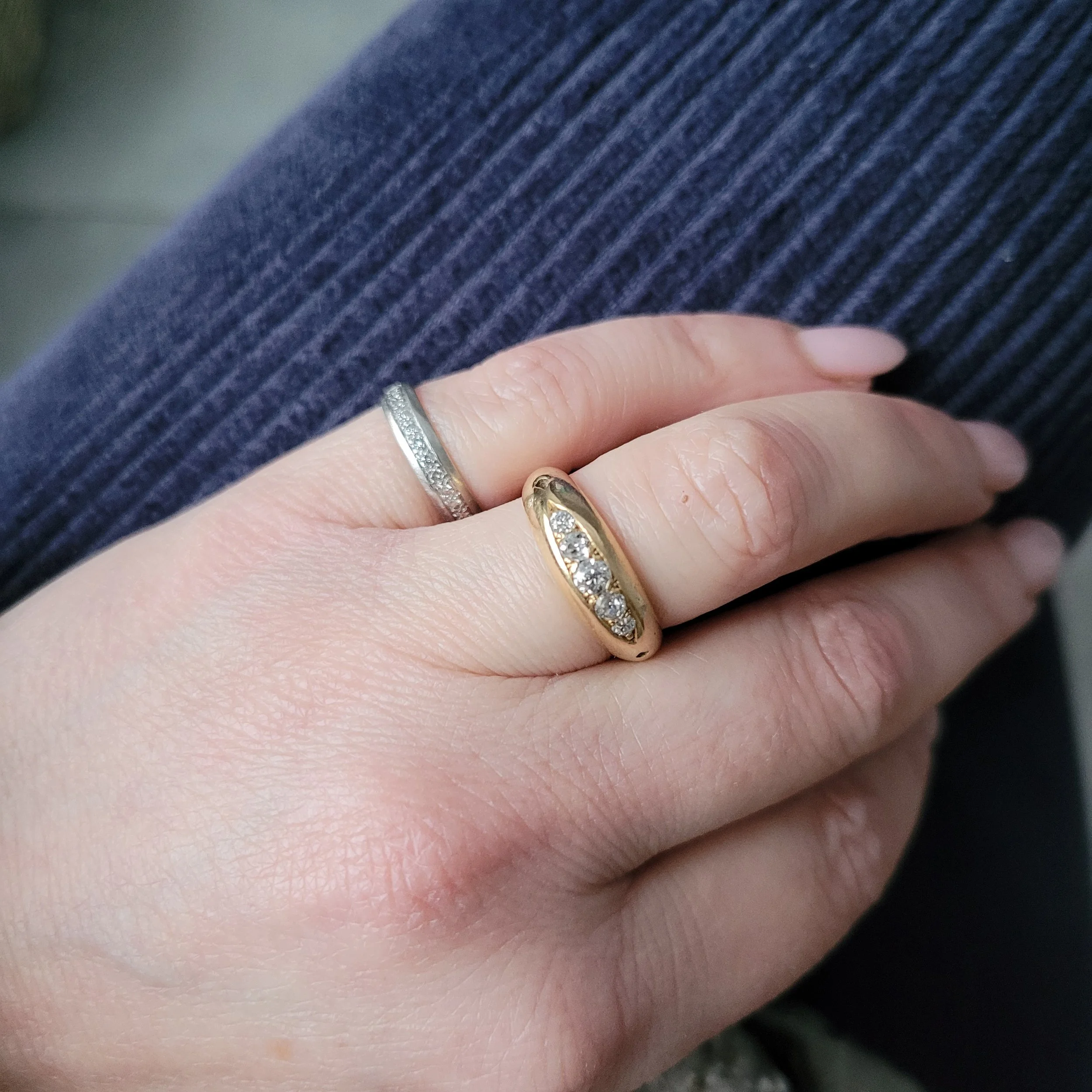 Vintage Diamond Set Platinum Band/ Half Eternity Ring