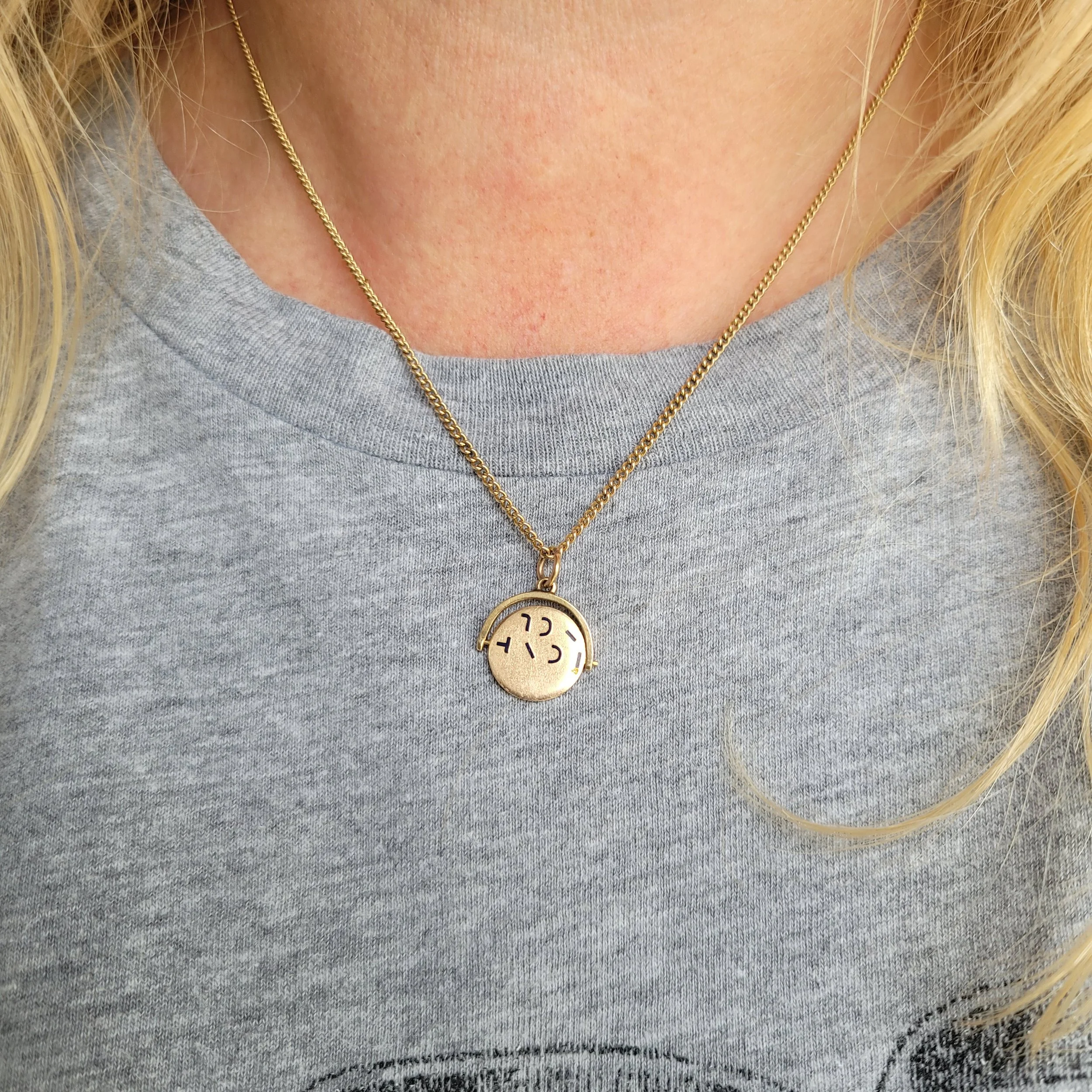 Vintage Enamelled 'I Love You' Spinner Pendant