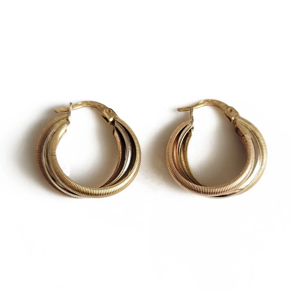 Super Chic 18ct Tri-colour Hoop Earrings
