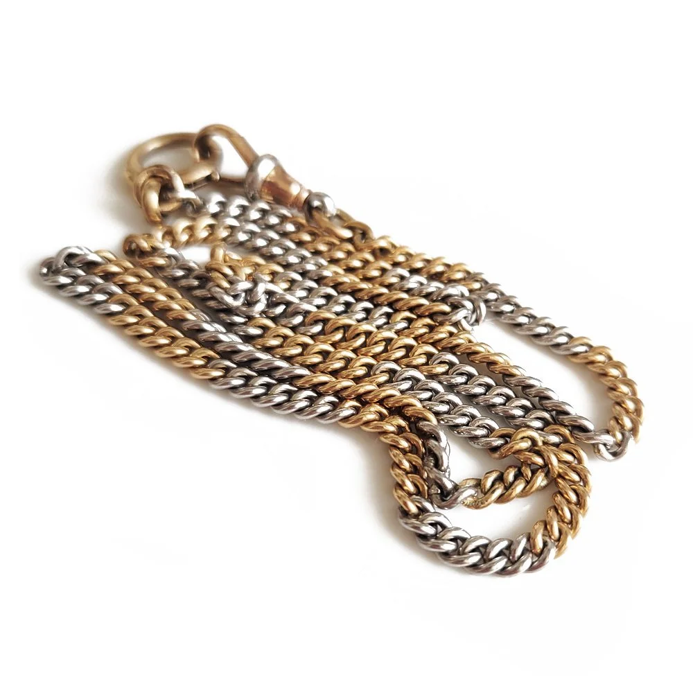 Fabulous Antique 18ct Gold & Platinum Curb Link Chain