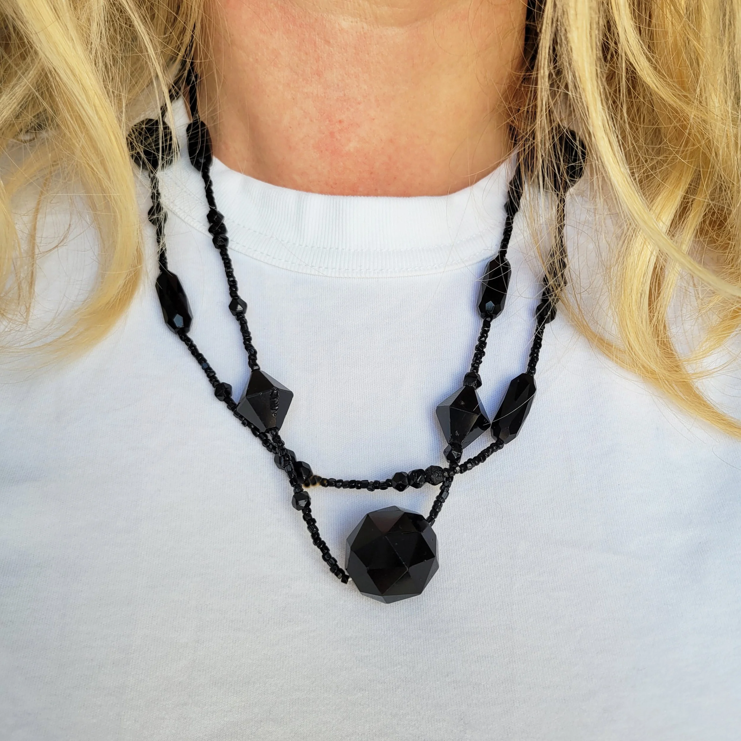 Fabulous French Jet Flapper Necklace