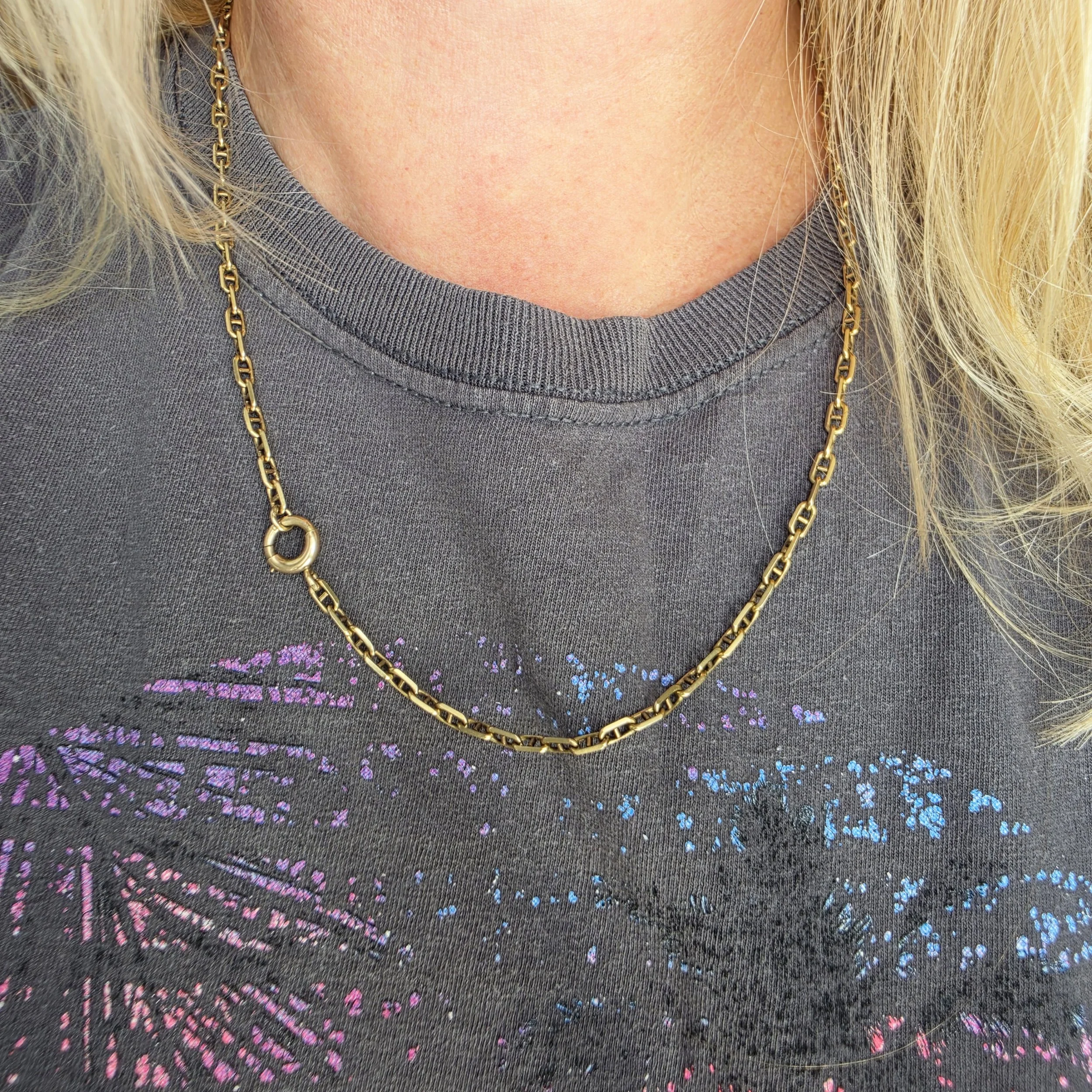 Antique 9ct Gold Faceted Mariner Chain Jewels Antiqua