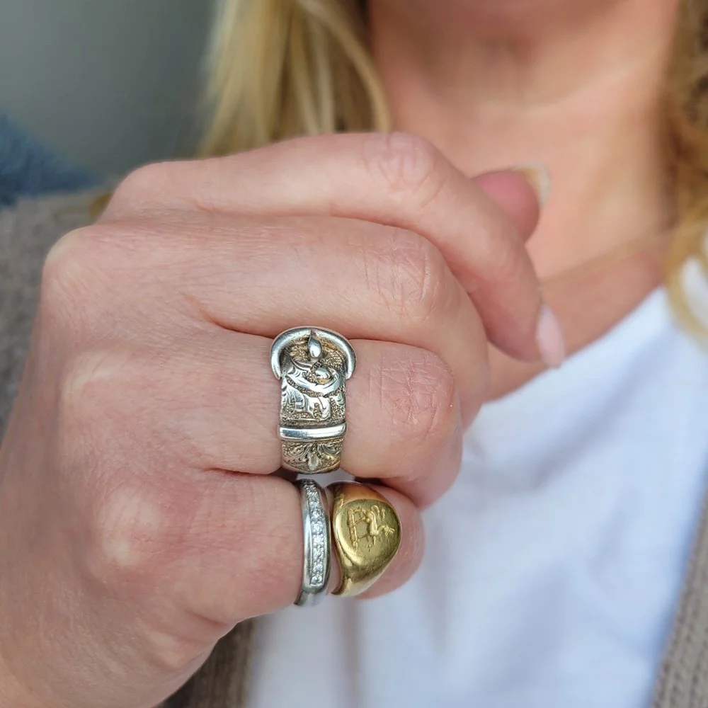 Beautifully Wide Victorian Silver Buckle Ring