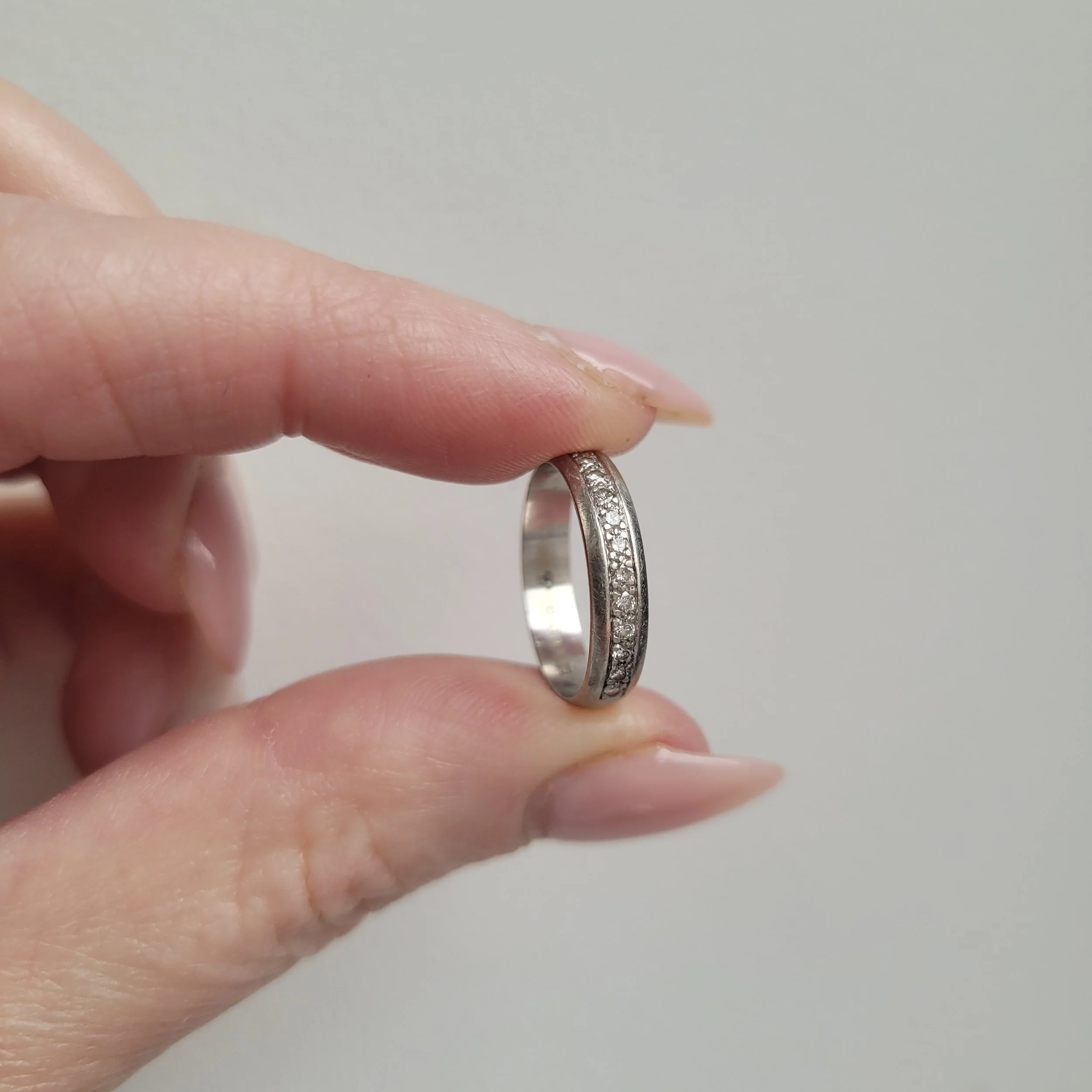 Vintage Diamond Set Platinum Band/ Half Eternity Ring