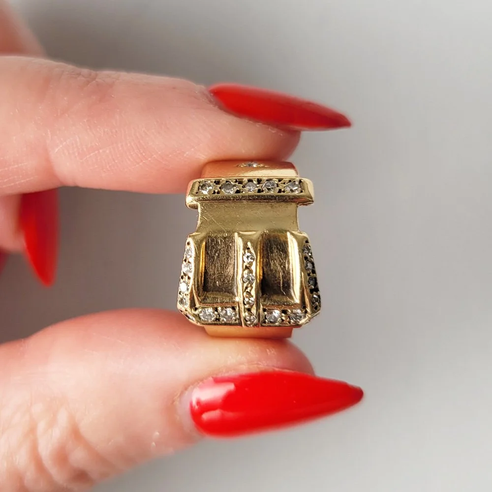 1970s Diamond Set Buckle Ring