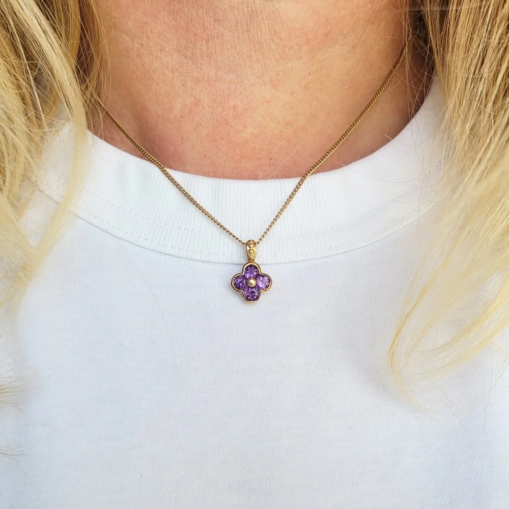 Vintage Amethyst Quatrefoil Pendant Jewels Antiqua