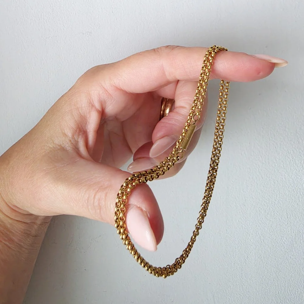 Beautiful Antique 9ct Gold Slim Belcher Chain
