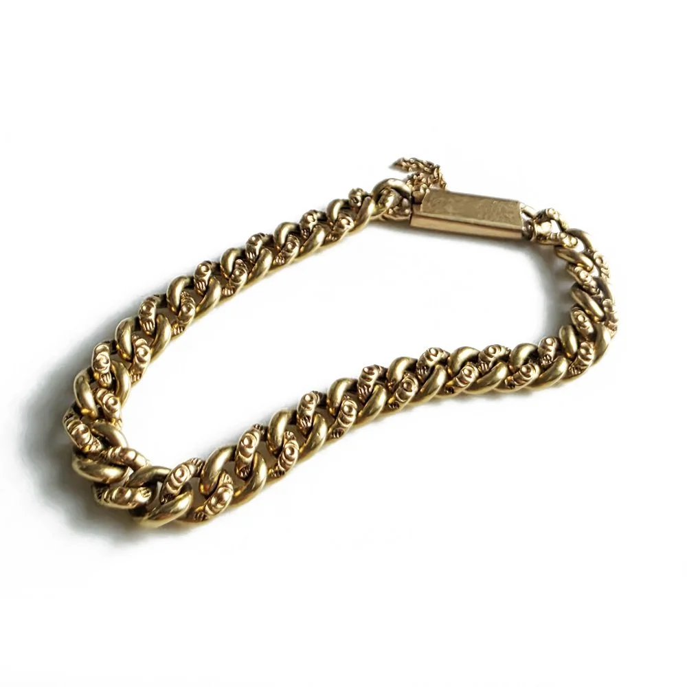 Victorian 18ct Gold 'Night & Day' Curb Link Bracelet