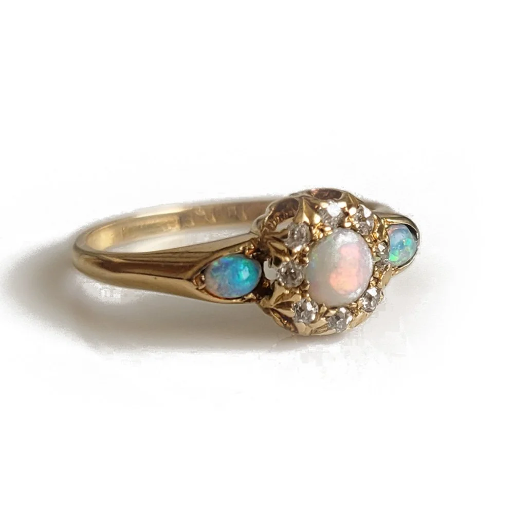 Edwardian Opal & Diamond Cluster Ring