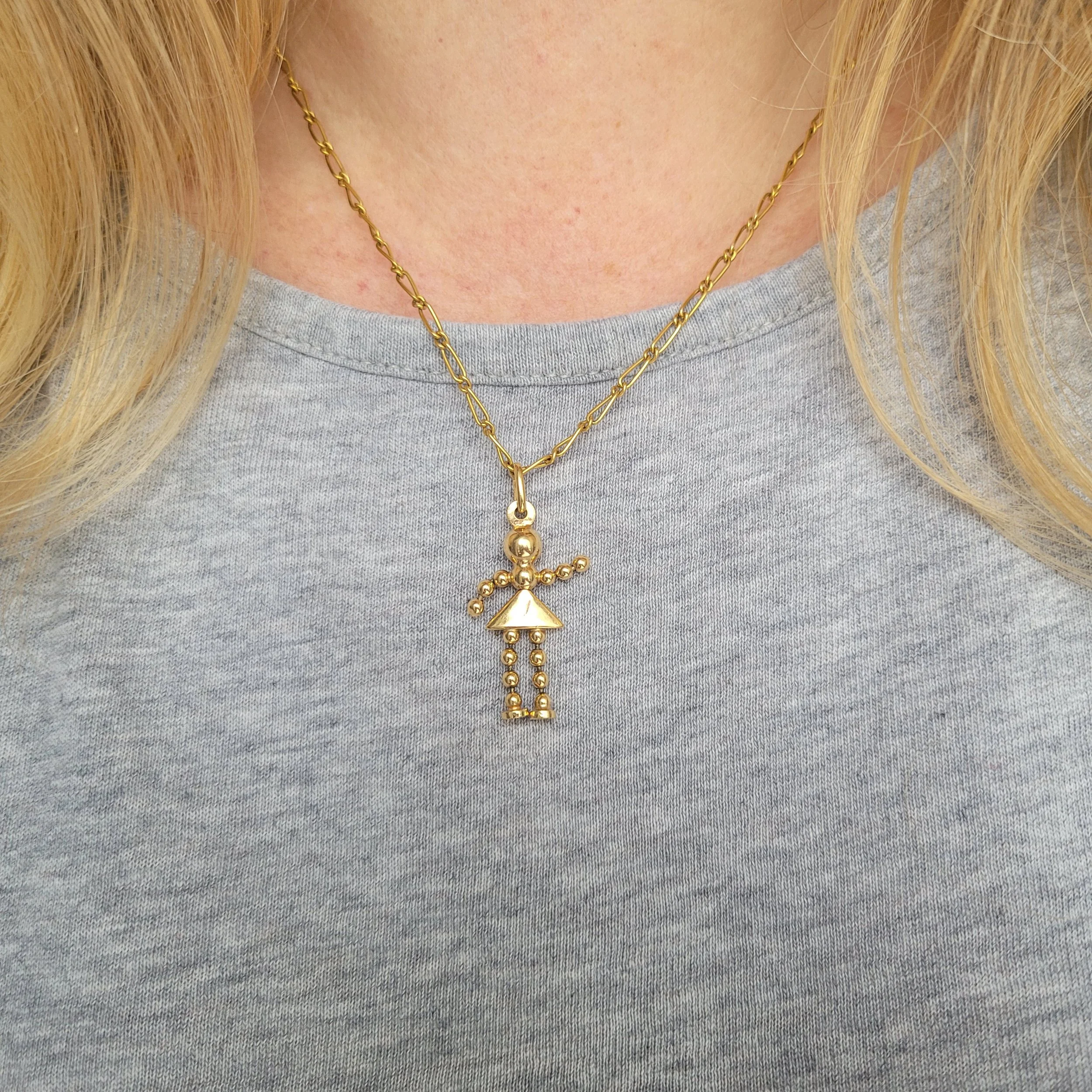 Vintage UnoAErre 9ct 'Bobble' Girl Pendant