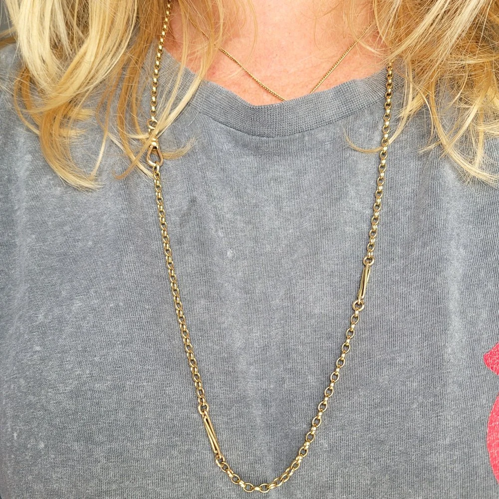 Antique 9ct Gold Belcher/Fancy Link Chain Jewels Antiqua