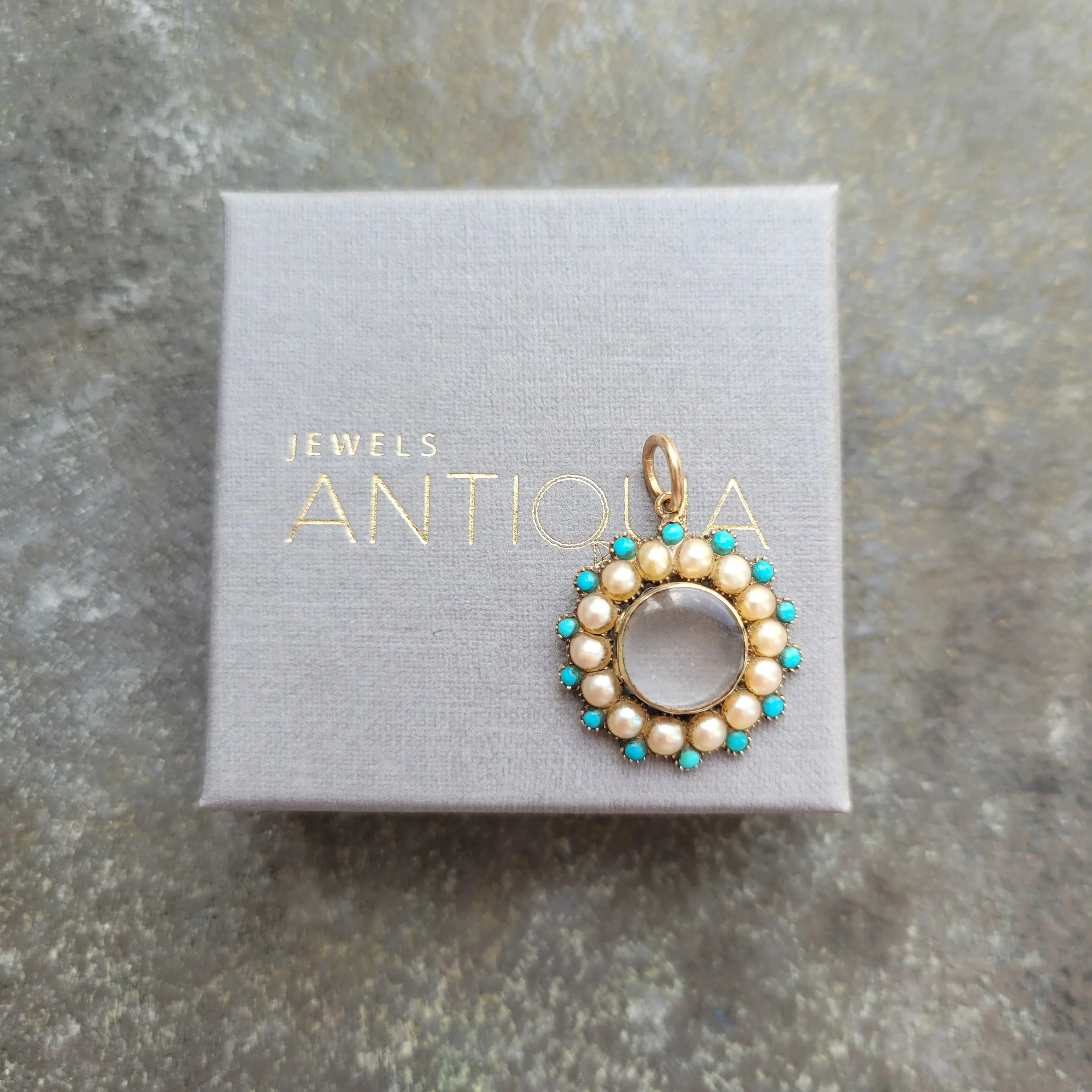 Georgian Pearl & Turquoise Locket Pendant