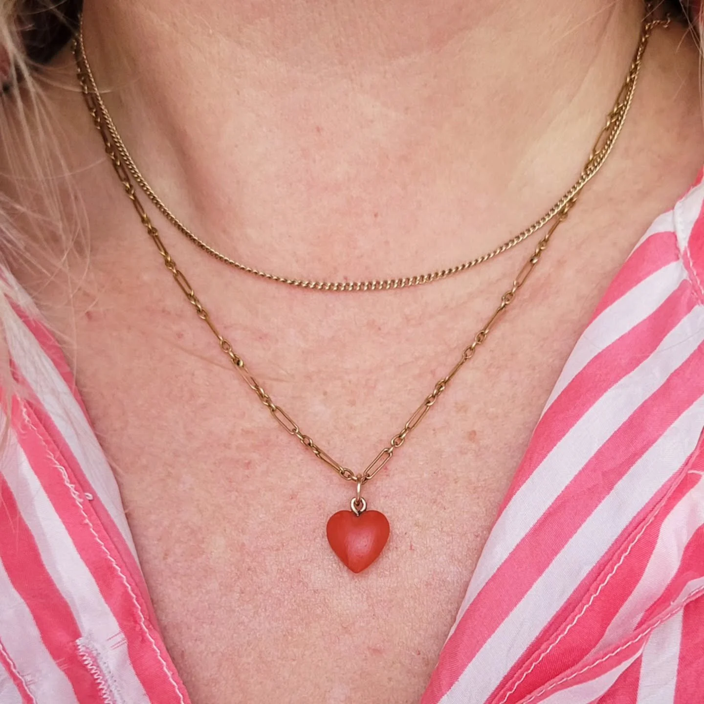 It's been so long, I almost forgot how to list new stock! But here we have an absolute sweetheart of a pendant, a petite pop of colour and sentimentality. I will always love a heart, make it antique and coral, and it's a definite yes from me! (Insta 