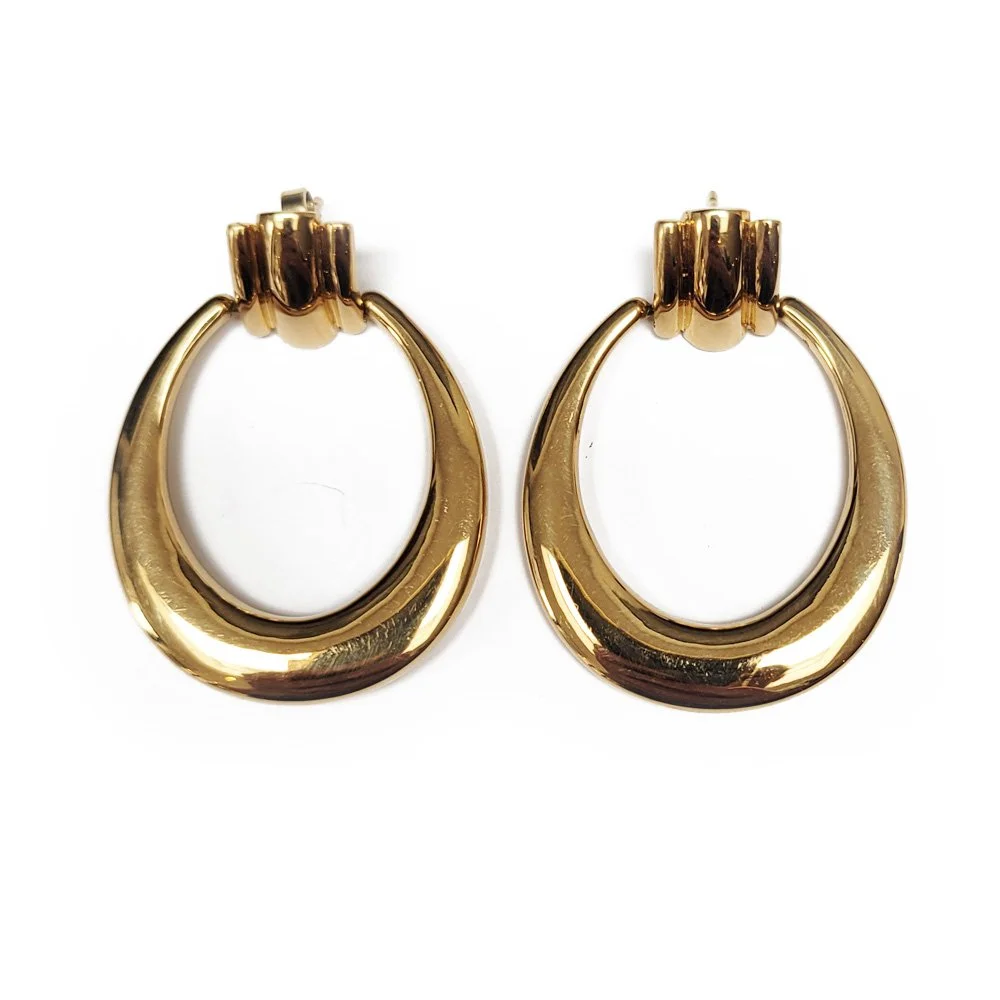 Fabulous Vintage 18ct Gold 'Door Knocker' Hoop Earrings
