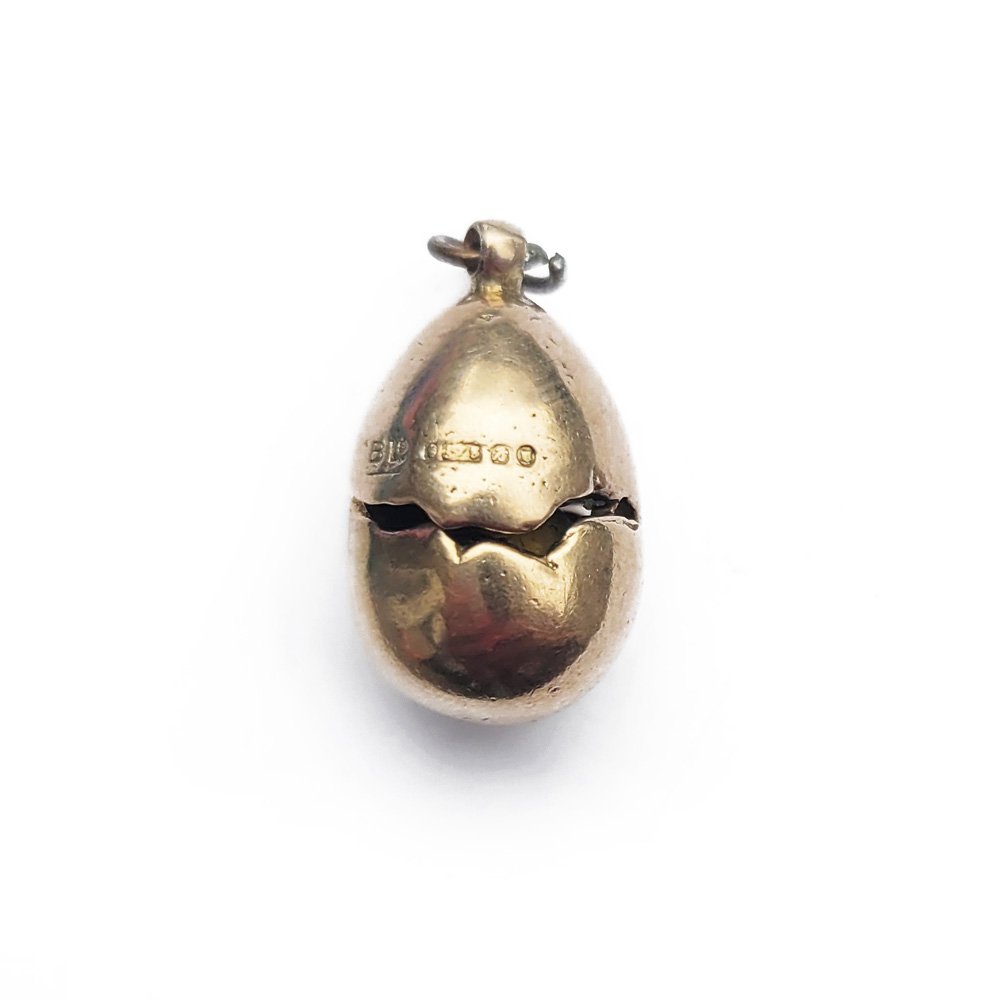Vintage Gold & Enamel Chick in her Egg
