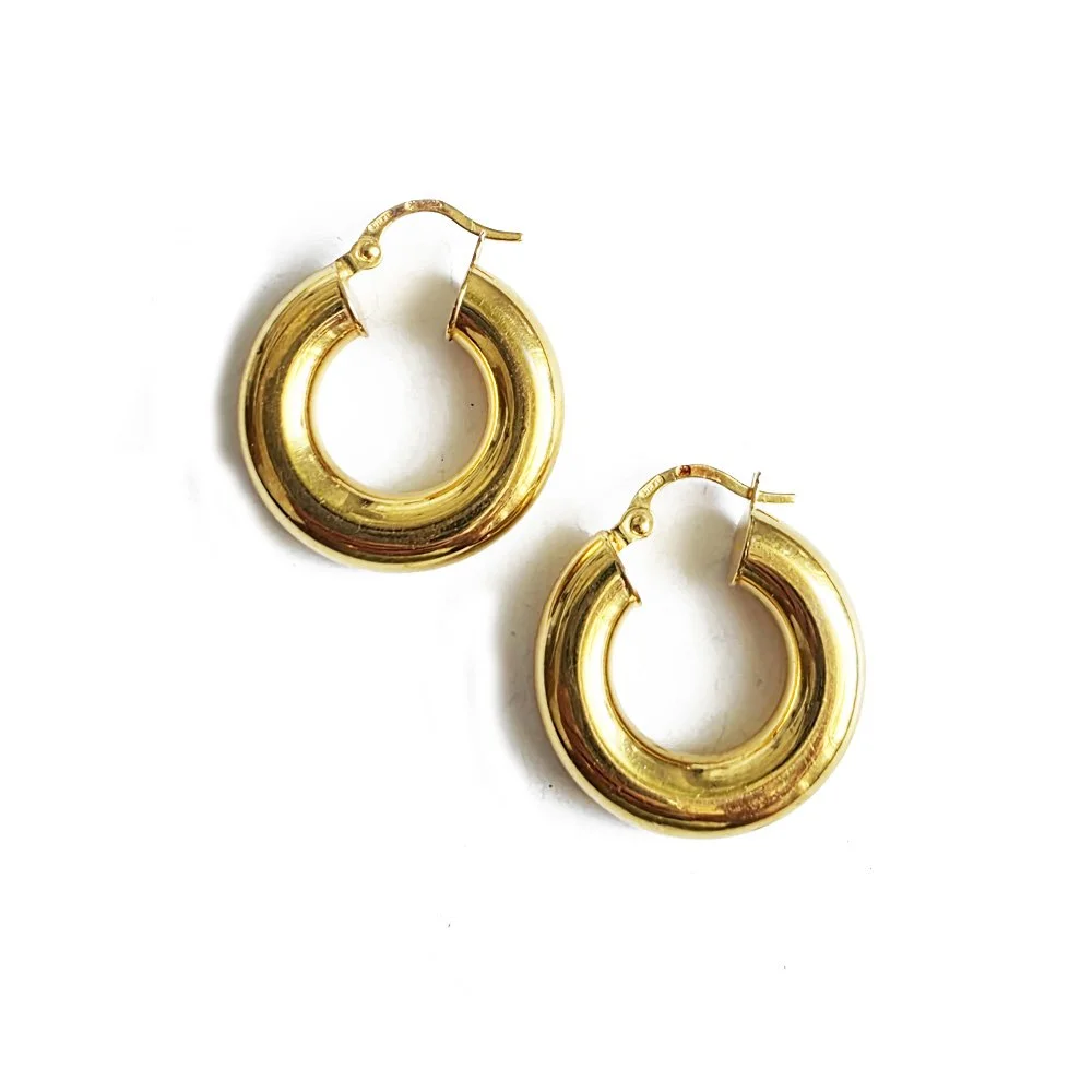 Vintage 18ct Gold Chubby Tube Hoops