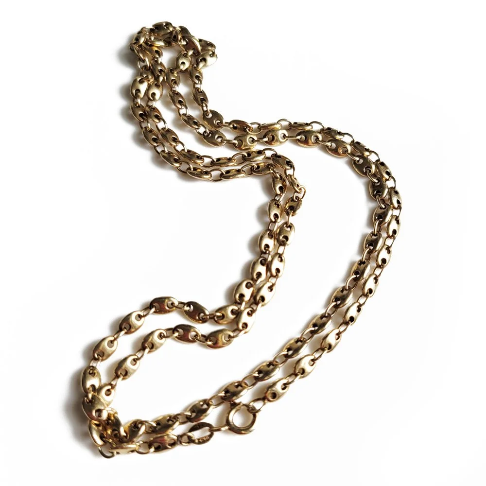 Vintage 9ct Gold Puffy Mariner Link Chain