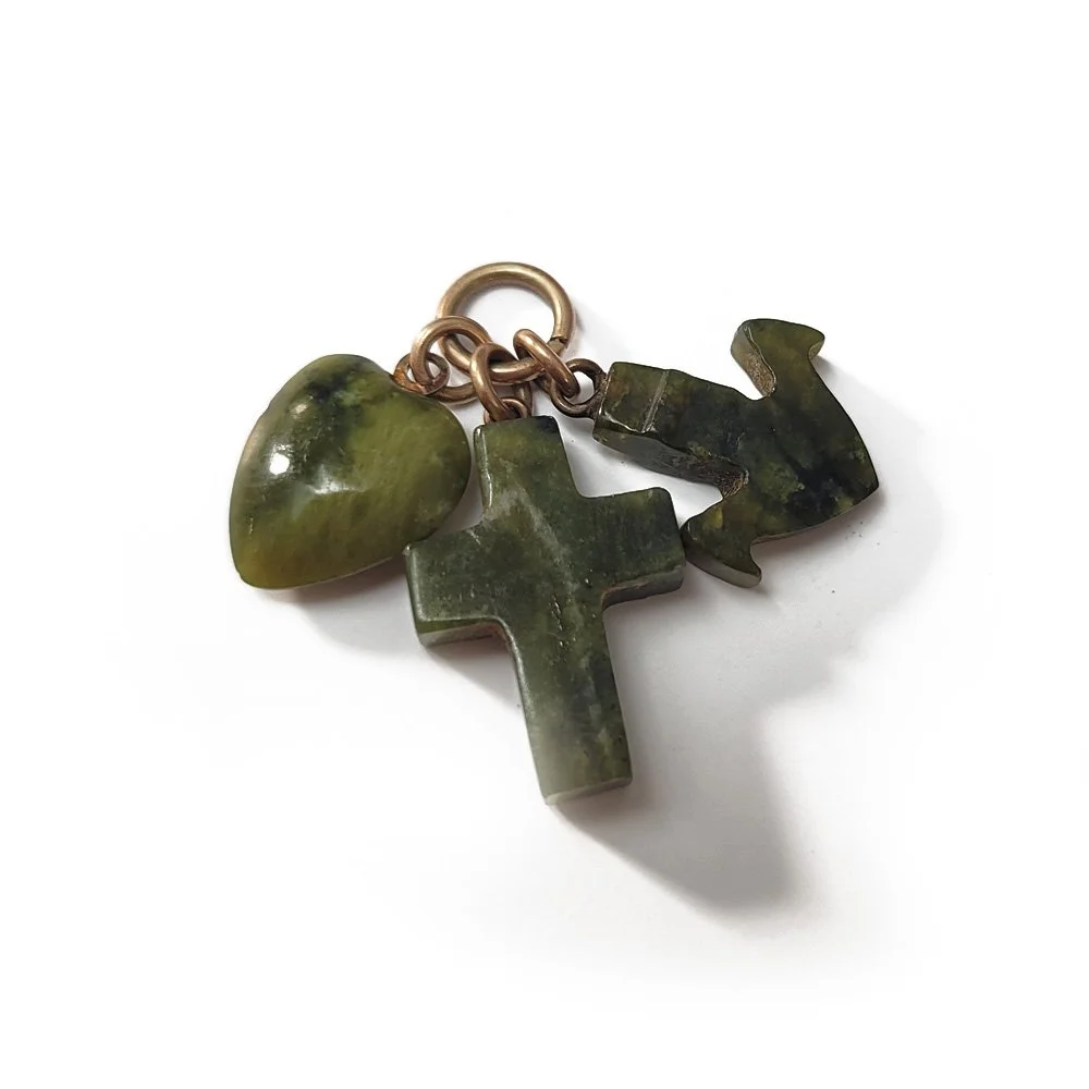 Victorian Connemara Marble 'Faith Hope & Charity' Pendant
