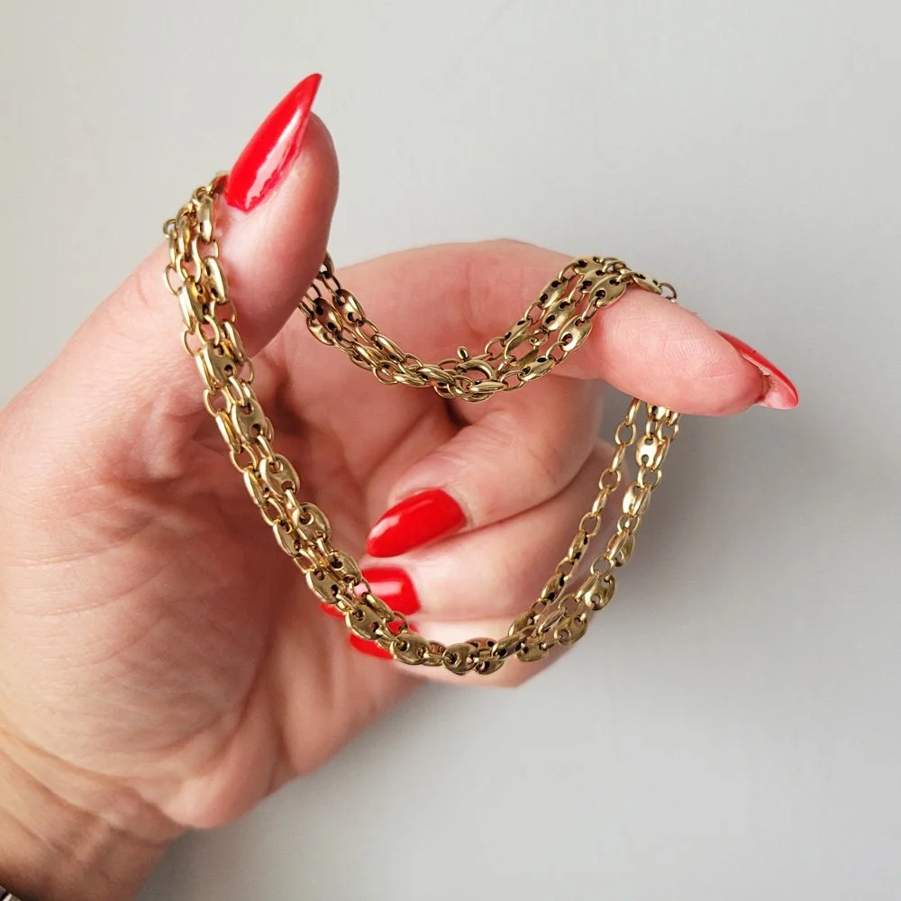 Vintage 9ct Gold Puffy Mariner Link Chain
